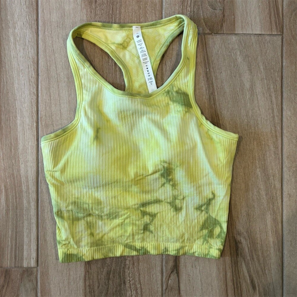 lululemon Ebb to Street Cropped Racerback Tank Top Tie-Dye Size 10